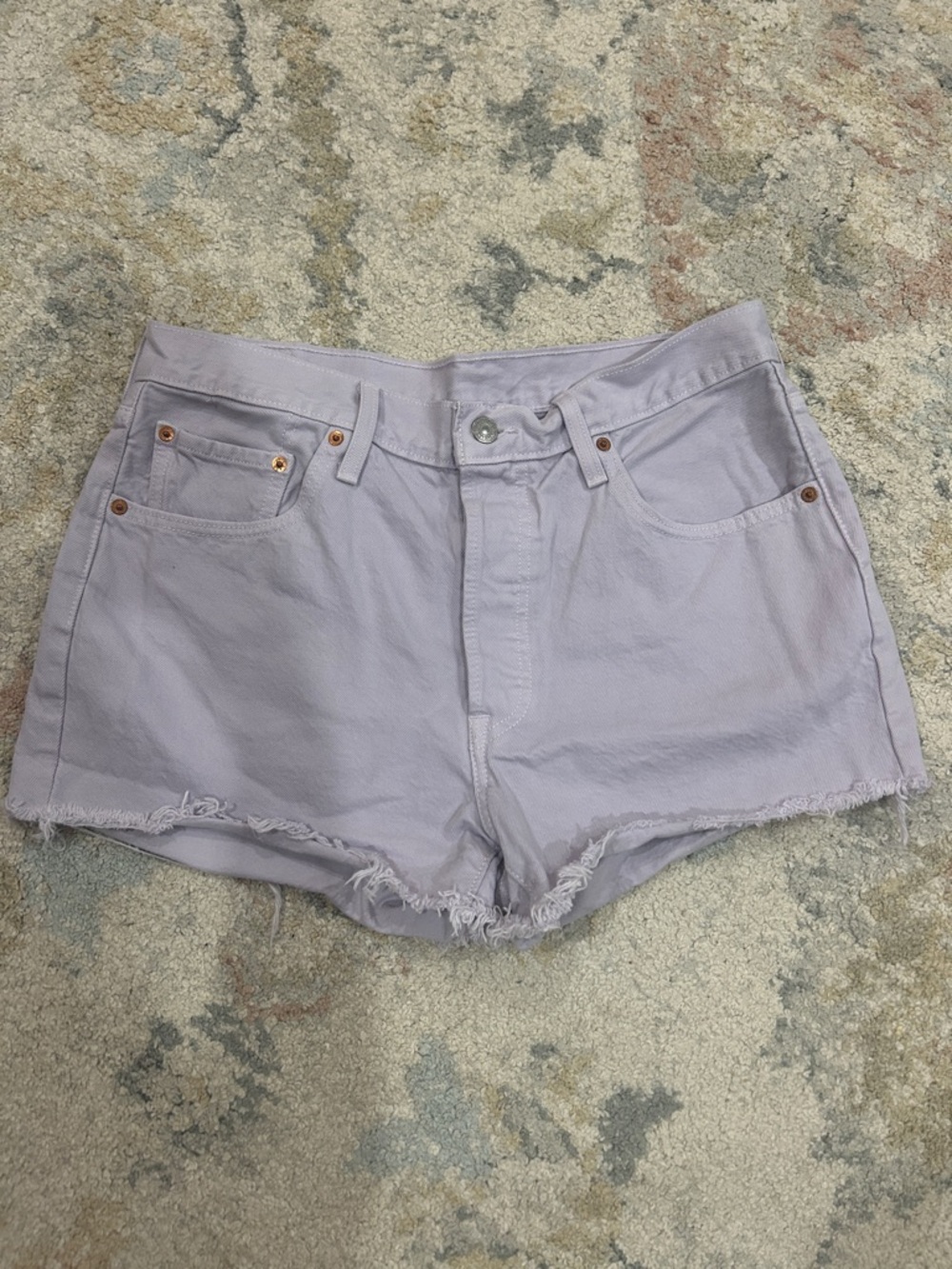 Lilac High-Rise Denim Cutoff Shorts